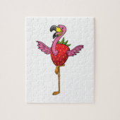 Flamingo met aardbei legpuzzel (Verticaal)