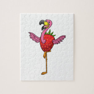 Flamingo met aardbei legpuzzel