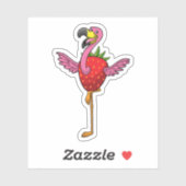 Flamingo met aardbei sticker (Vel)
