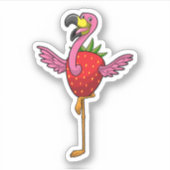 Flamingo met aardbei sticker (Voorkant)