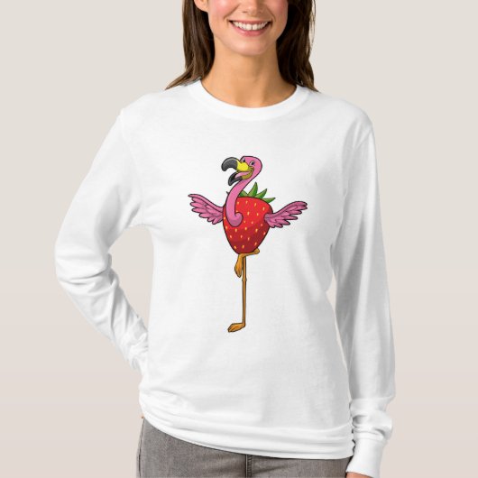 Flamingo met aardbei t-shirt (Voorkant)