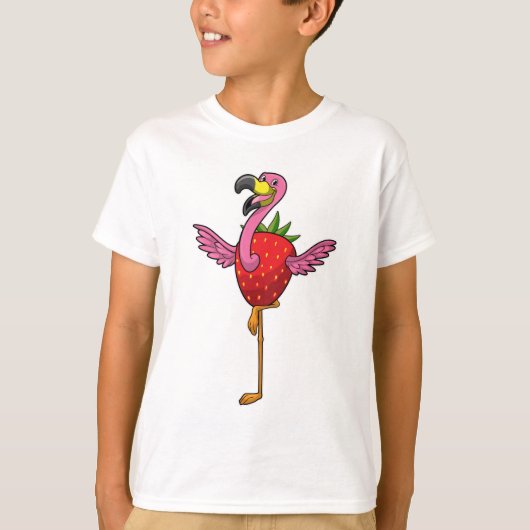 Flamingo met aardbei t-shirt (Voorkant)