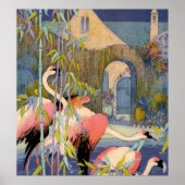 flamingo met bamboe poster (Voorkant)