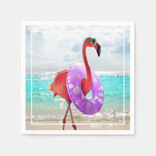 Flamingo met binnenband servet