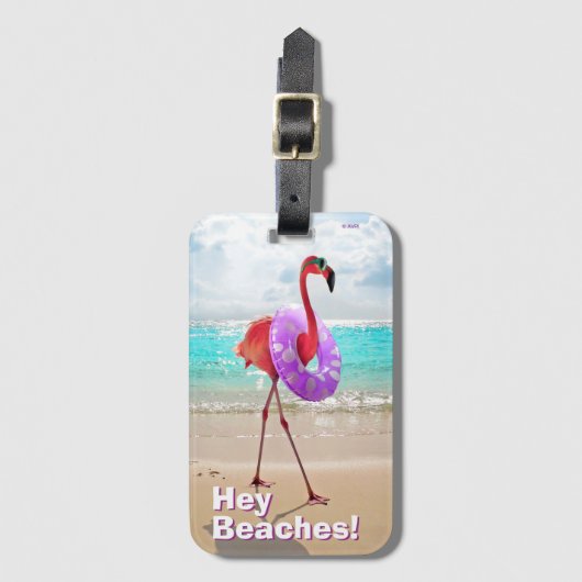 Flamingo met binnenbuis bagagelabel (Voorkant (verticaal))