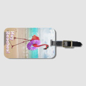 Flamingo met binnenbuis bagagelabel (Voorkant (horizontaal))