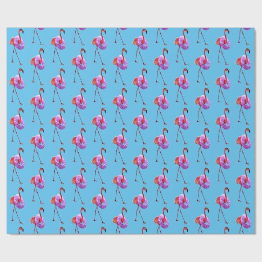 Flamingo met binnenbuis cadeaupapier (Vlak)