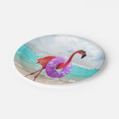 Flamingo met binnenbuis papieren bordje (Gekanteld)