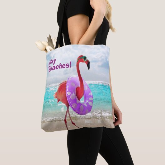 Flamingo met binnenbuis tote bag (Dichtbij)