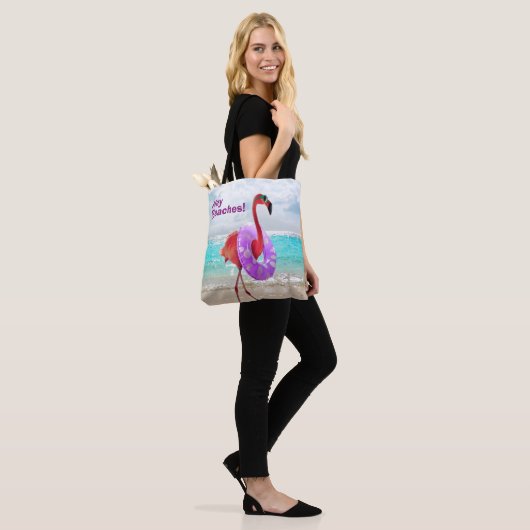Flamingo met binnenbuis tote bag (Op model)