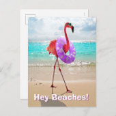 Flamingo met binnenbuis uitnodiging briefkaart (Voorkant / Achterkant)