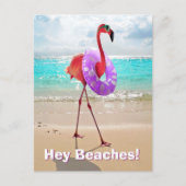 Flamingo met binnenbuis uitnodiging briefkaart (Voorkant)