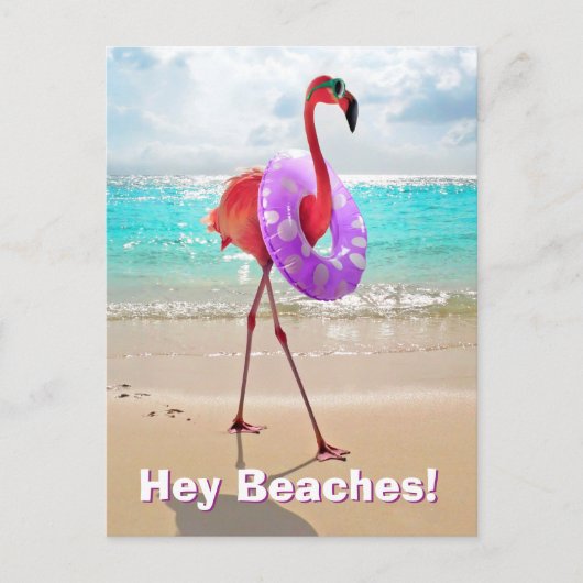 Flamingo met binnenbuis uitnodiging briefkaart (Voorkant)