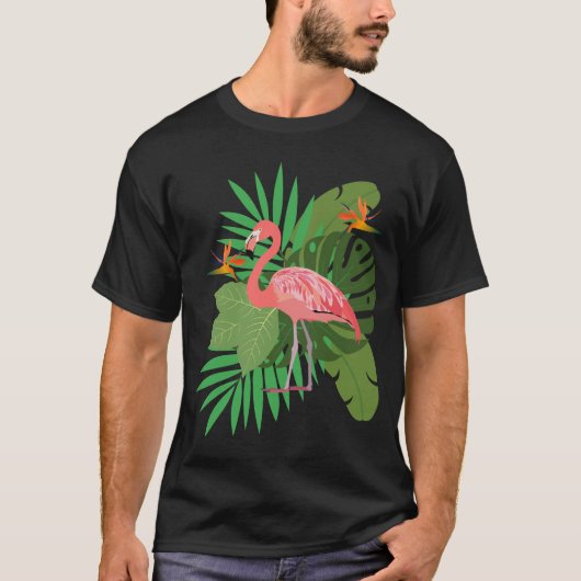 Flamingo met bladeren t-shirt (Voorkant)