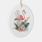 Flamingo Met Bloemen Keramisch Ornament (Rechts)