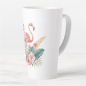 Flamingo Met Bloemen Latte Mok (Rechterhoek)