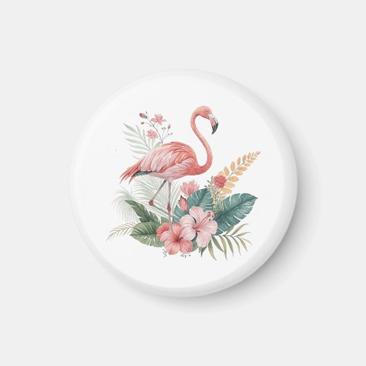 Flamingo Met Bloemen Magneet (Voorkant)