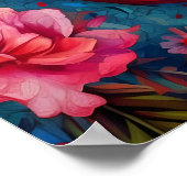 Flamingo met bloemen poster (Hoek)