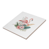 Flamingo Met Bloemen Tegeltje (Zijkant)
