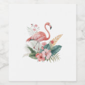 Flamingo Met Bloemen Wijn Etiket (Enkel label)