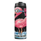 Flamingo met bril Blijf nat Thermosbeker (Voorkant)