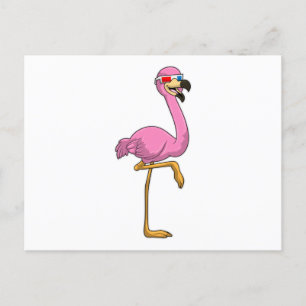 Flamingo met bril briefkaart