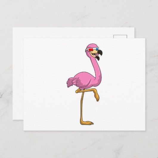 Flamingo met Bril Briefkaart (Voorkant / Achterkant)