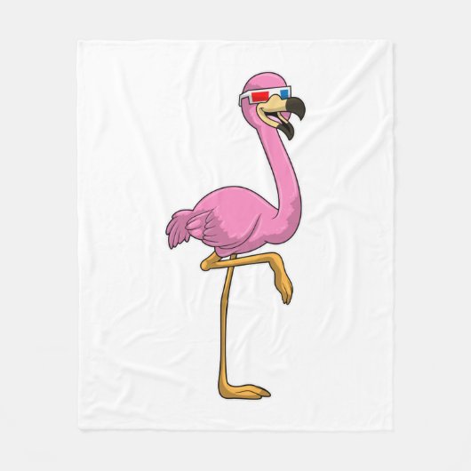Flamingo met bril fleece deken (Voorkant)