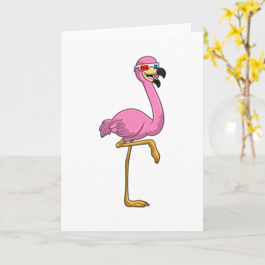 Flamingo met Bril Kaart (Gele Bloem)