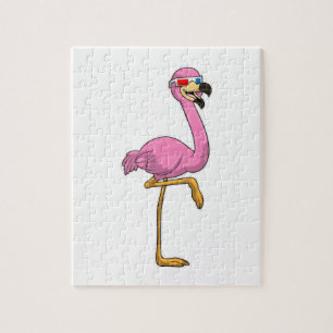 Flamingo met bril legpuzzel