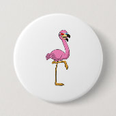 Flamingo met bril ronde button 7,6 cm (Voorkant)