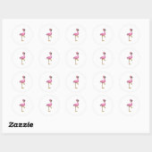 Flamingo met bril ronde sticker (Vel)