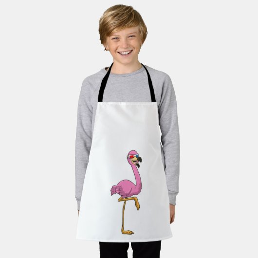 Flamingo met bril schort (Gedragen)
