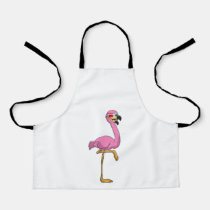 Flamingo met bril schort