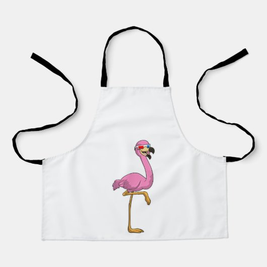 Flamingo met bril schort (Voorkant)