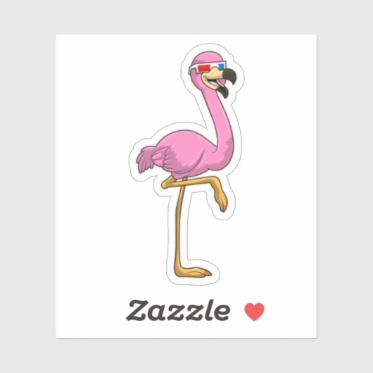 Flamingo met bril sticker (Vel)