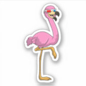 Flamingo met bril sticker (Voorkant)