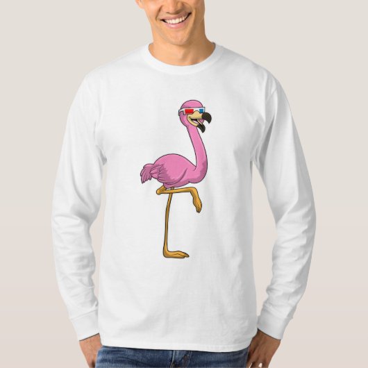 Flamingo met bril t-shirt (Voorkant)