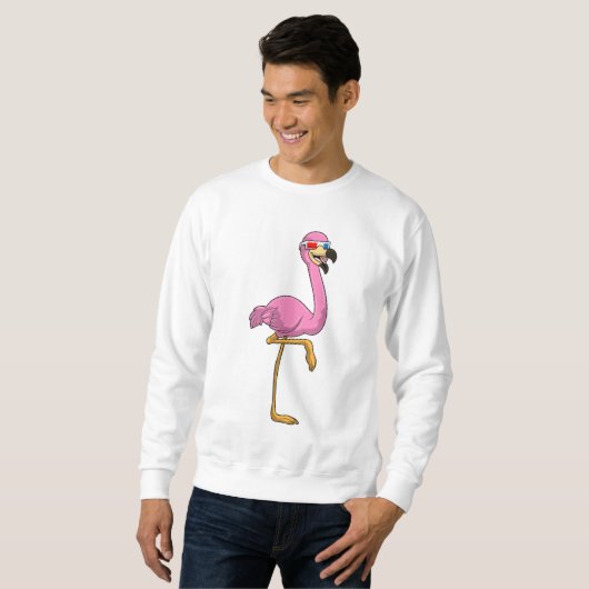 Flamingo met bril trui (Voorkant volledig)