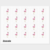 Flamingo met bril vierkante sticker (Vel)