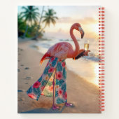 Flamingo Met Champagne Op Een Strand Notitieboek (Achterkant)