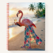 Flamingo Met Champagne Op Een Strand Notitieboek (Voorkant)