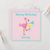 Flamingo met Cocktail Kaart (Voorkant / Achterkant in situ)