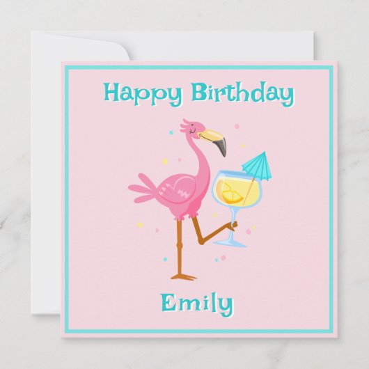 Flamingo met Cocktail Kaart (Voorkant)