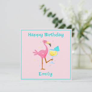 Flamingo met Cocktail Kaart