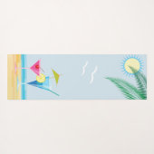  Flamingo met Cocktails op de strand Yogamat (Achterkant (horizontaal))