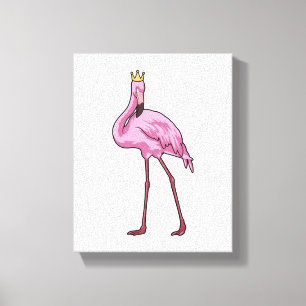 Flamingo met Crown Canvas Afdruk