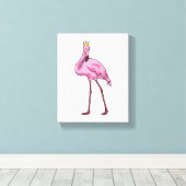 Flamingo met Crown Canvas Afdruk (Insitu (Houten vloer))