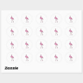 Flamingo met Crown Ronde Sticker (Vel)