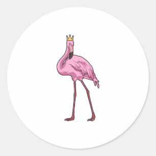 Flamingo met Crown Ronde Sticker